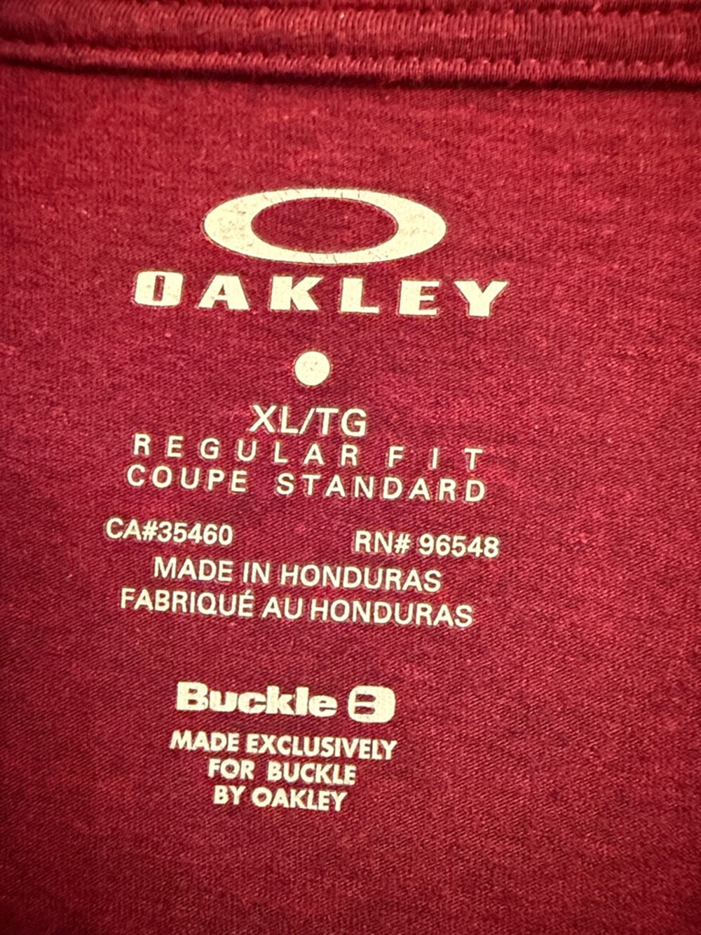 Oakley Men's Short Sleeve Logo Tee in Deep Red with Camo Logo - Picture 3 of 4